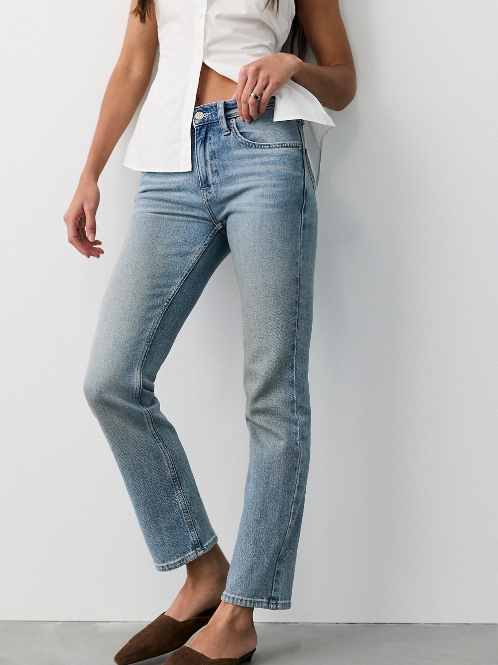 We The Free Straight Leg Jeans in Light Blue Wash
